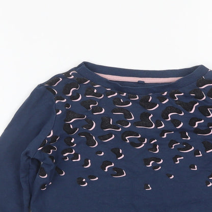 Lily & dan Girls Blue Animal Print  Pullover Jumper Size 7-8 Years