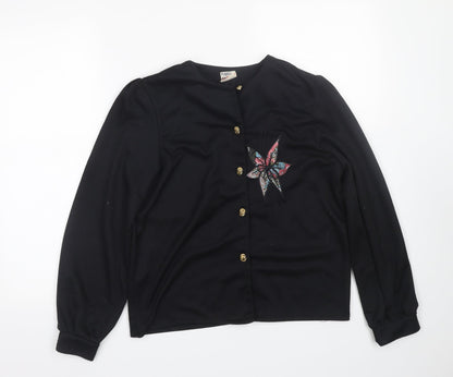 Womens UK Size 12 Preworn Black Cardigan Jumper