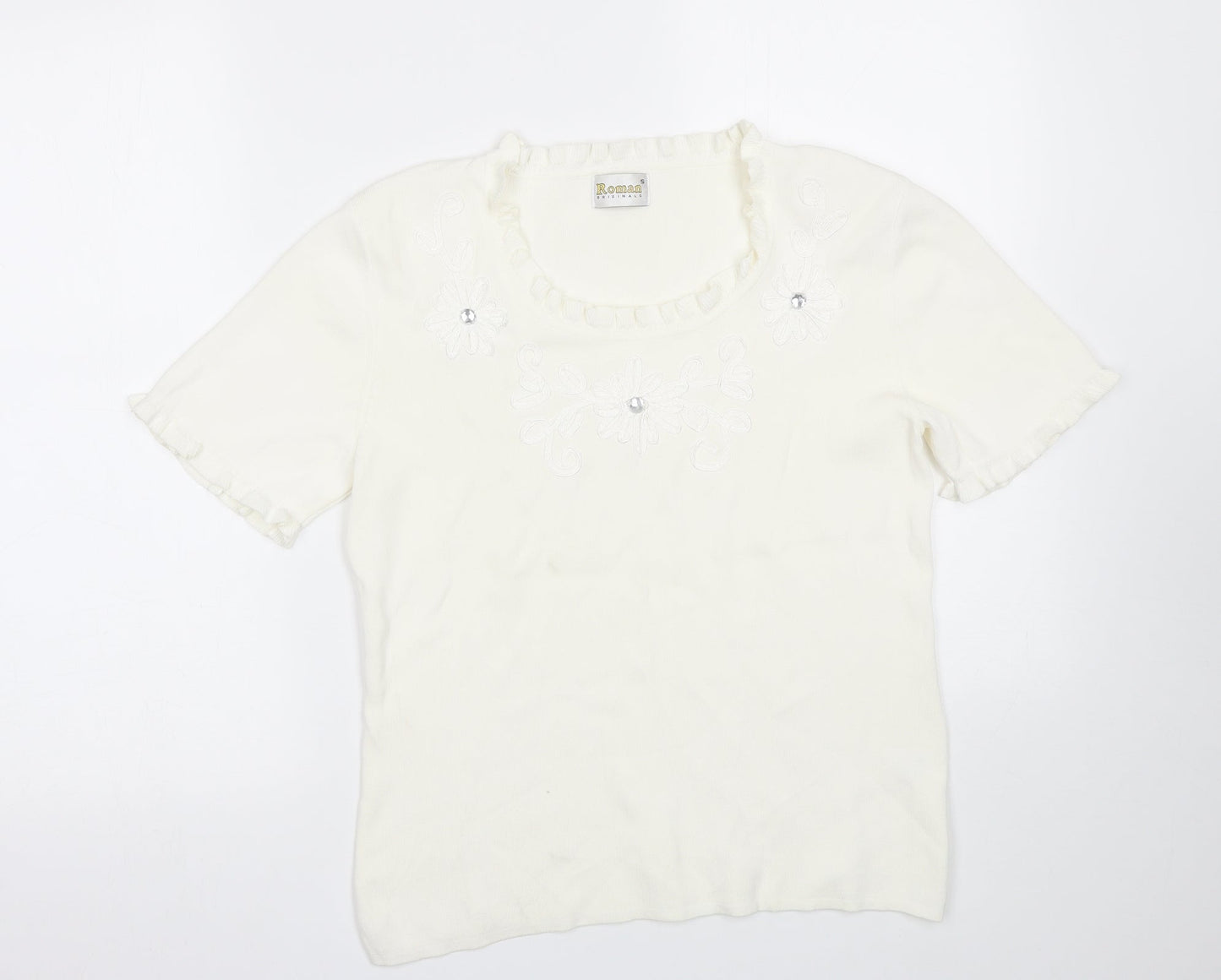 Womens UK Size S Roman White Basic T-Shirt