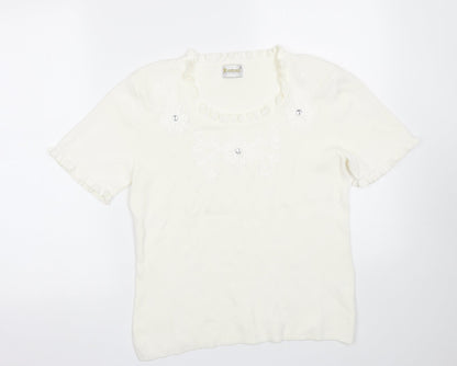 Womens UK Size S Roman White Basic T-Shirt