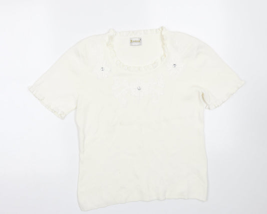 Womens UK Size S Roman White Basic T-Shirt