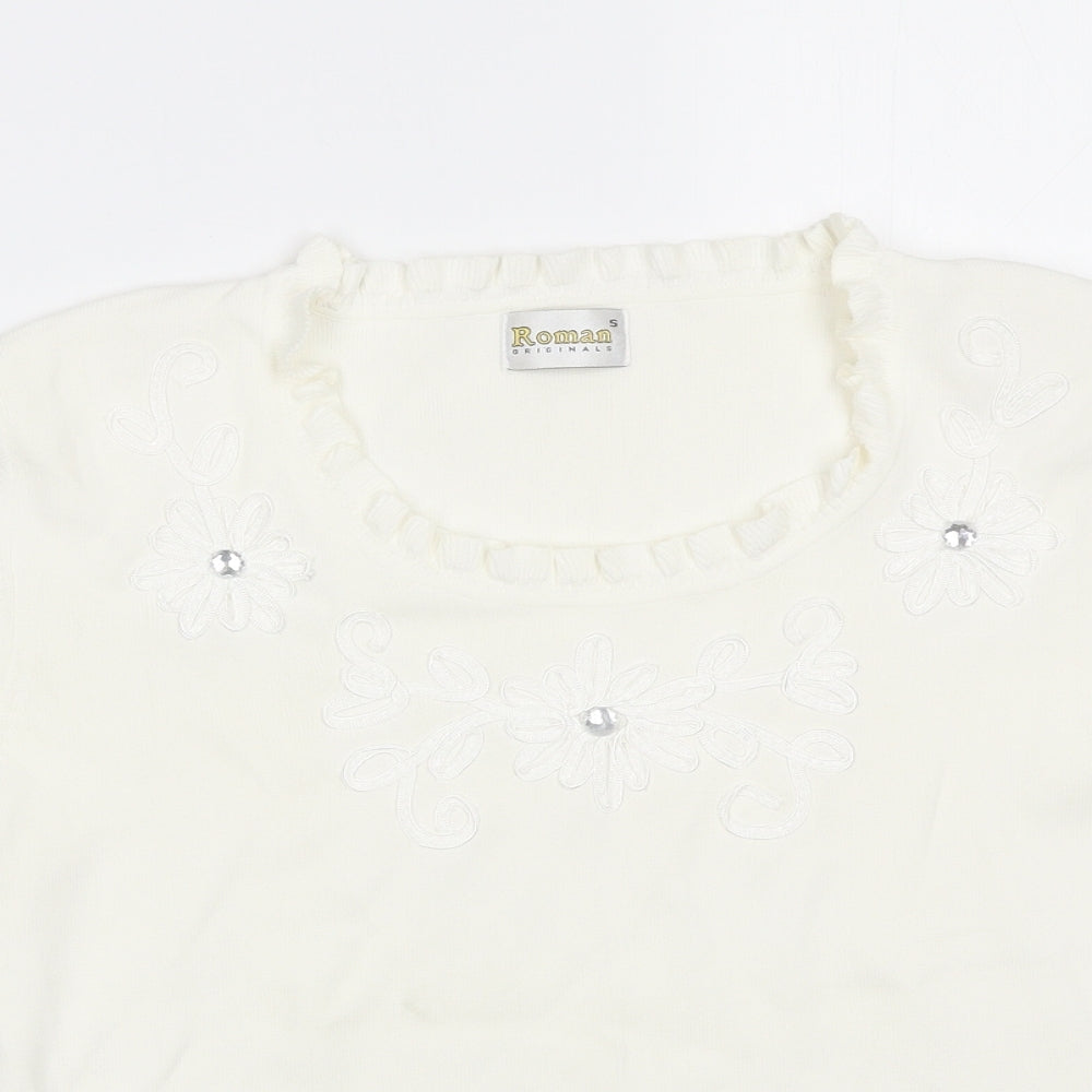 Womens UK Size S Roman White Basic T-Shirt