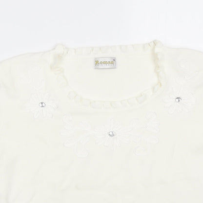 Womens UK Size S Roman White Basic T-Shirt