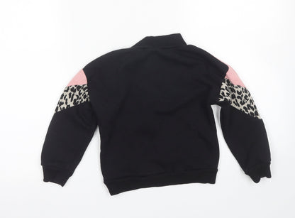 I love Girlswear Girls Black Striped  Pullover Sweatshirt Size 5 Years