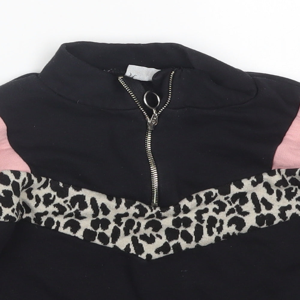 I love Girlswear Girls Black Striped  Pullover Sweatshirt Size 5 Years