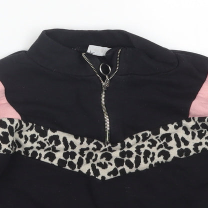 I love Girlswear Girls Black Striped  Pullover Sweatshirt Size 5 Years