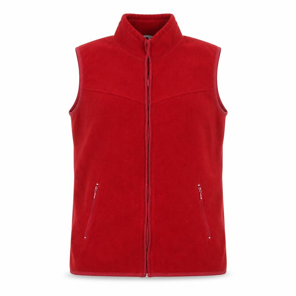 Front view of EWM women’s red full zip sweatshirt, size M