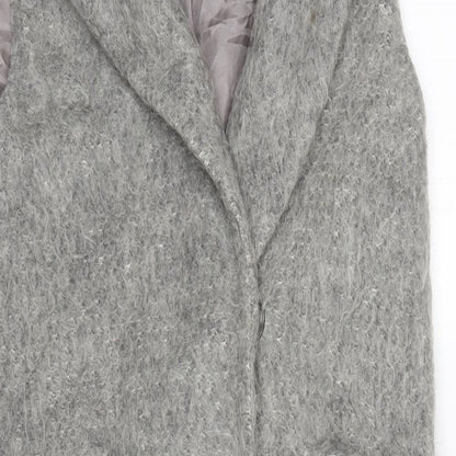Topshop Womens Grey   Trench Coat Coat Size S