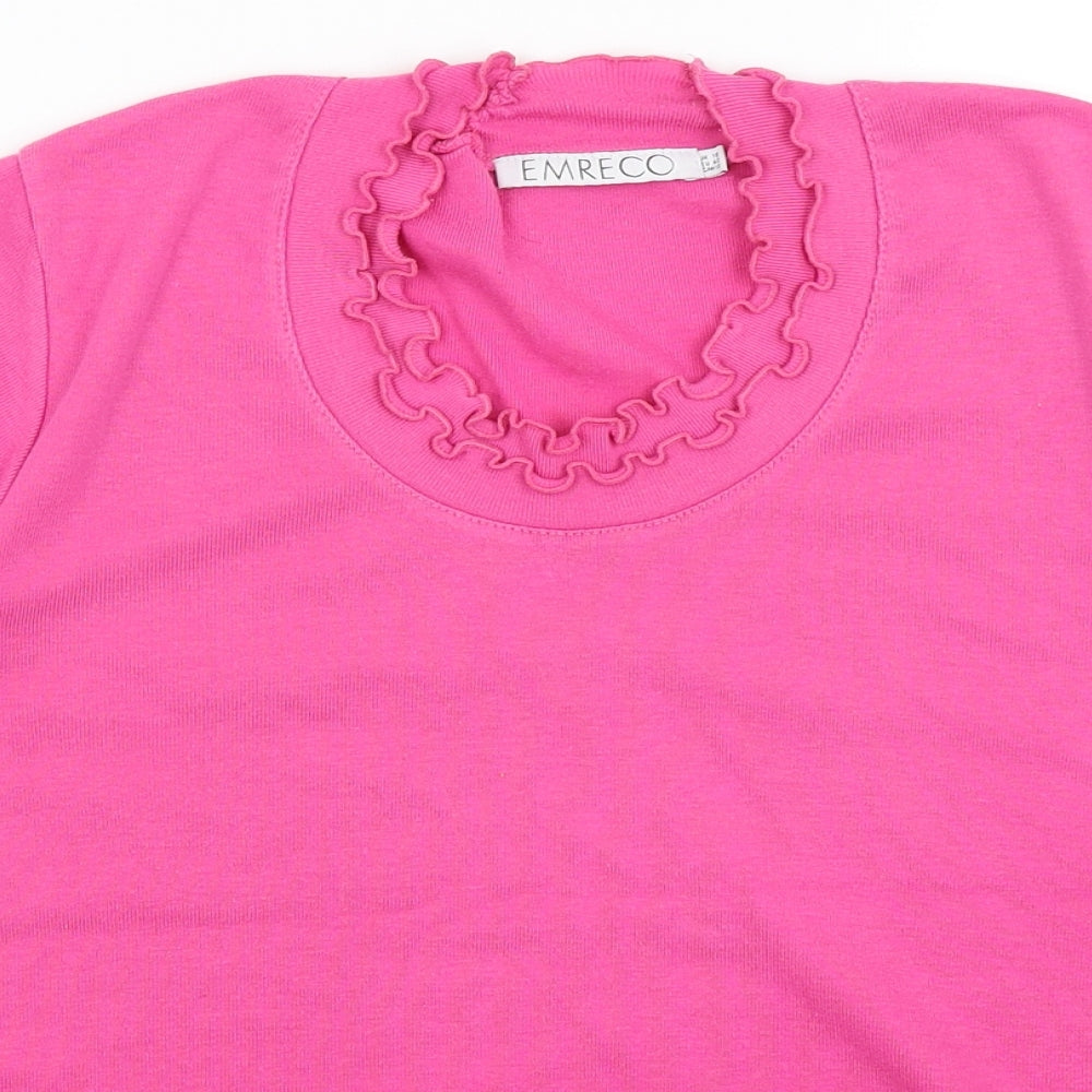 Womens UK Size 16 Emreco Pink Basic T-Shirt
