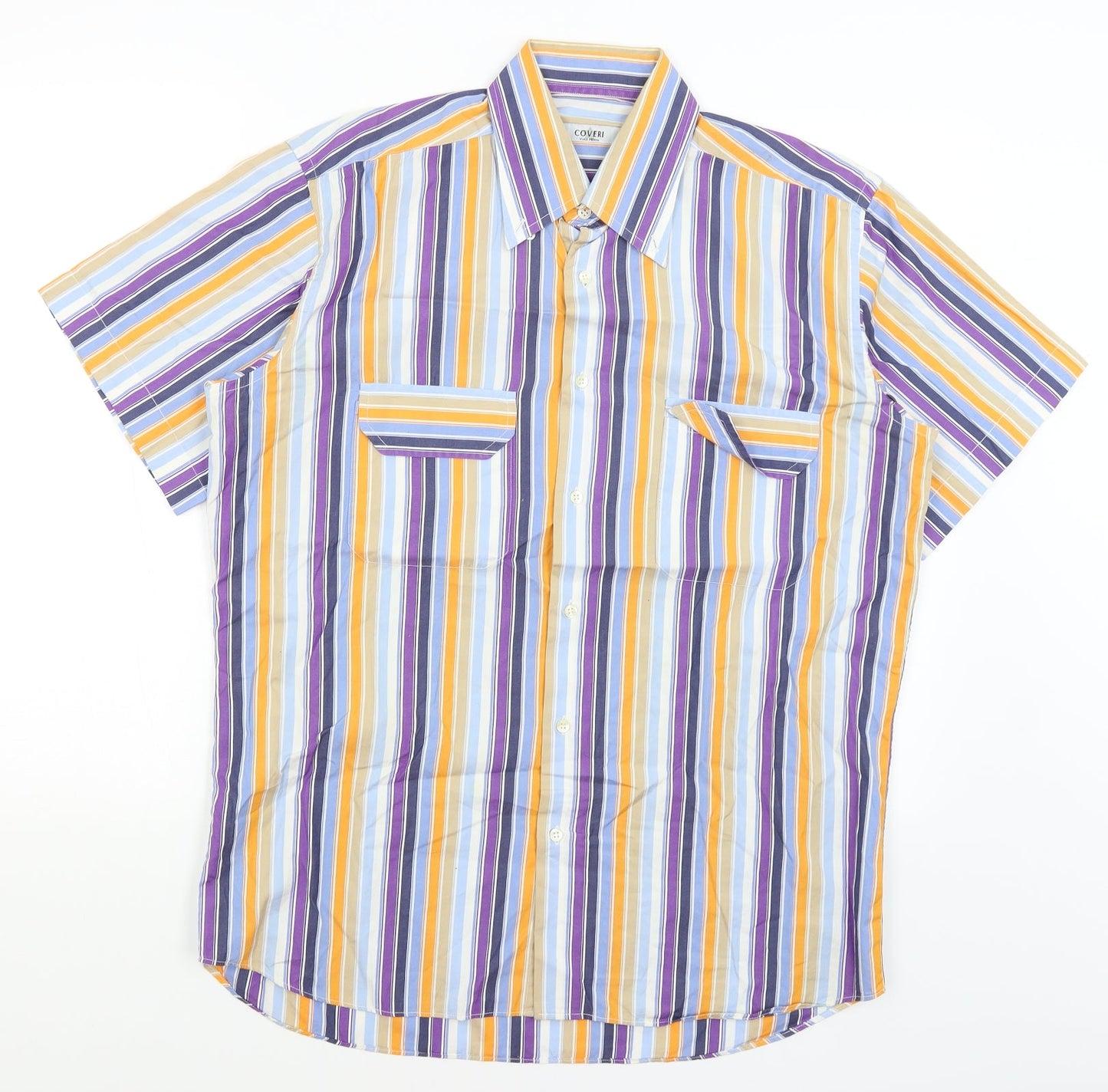 Coveri Womens White Striped  Basic Button-Up Size 16