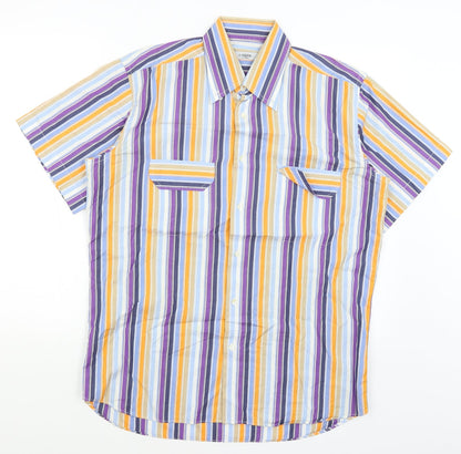 Coveri Womens White Striped  Basic Button-Up Size 16
