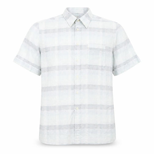 Front view of Jaques Britt women’s blue check basic button-up, size UK 16