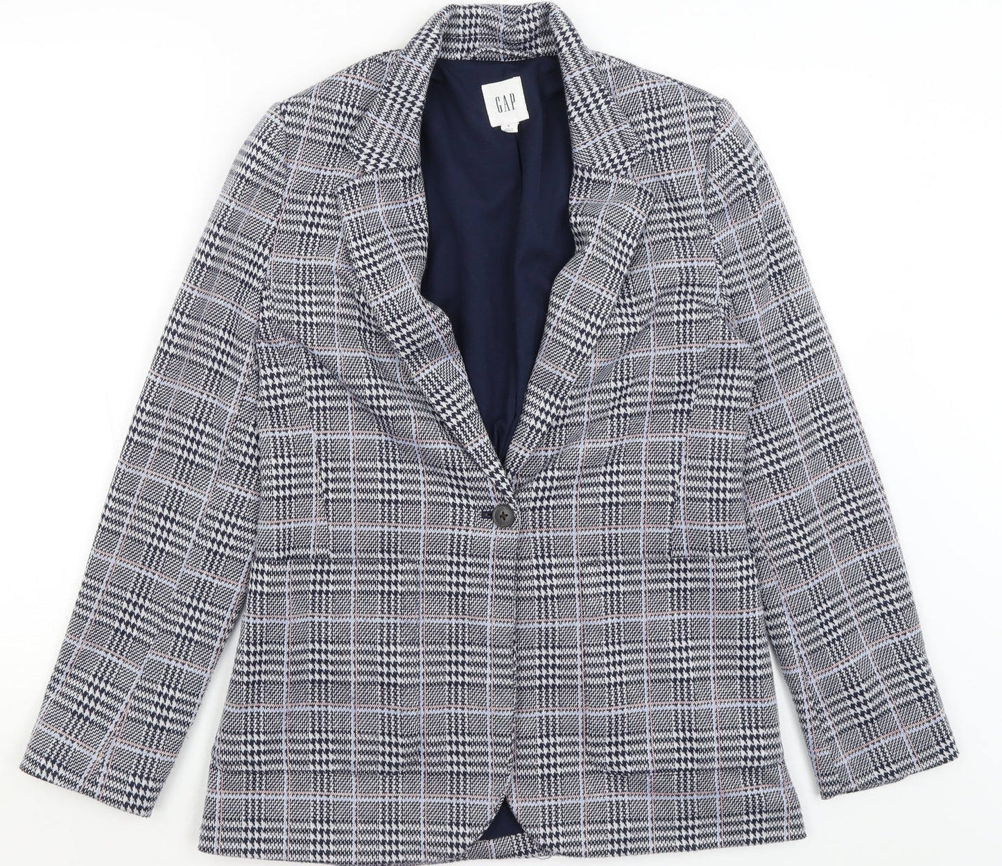 Gap Womens Blue Plaid  Jacket Blazer Size 6