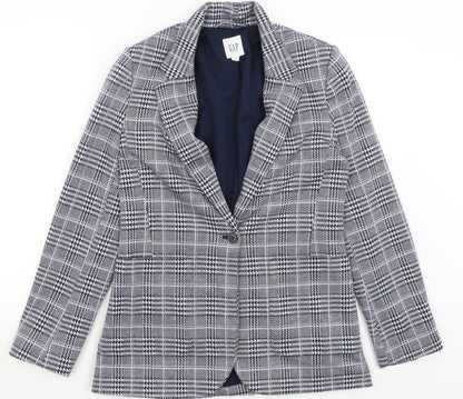 Gap Womens Blue Plaid  Jacket Blazer Size 6