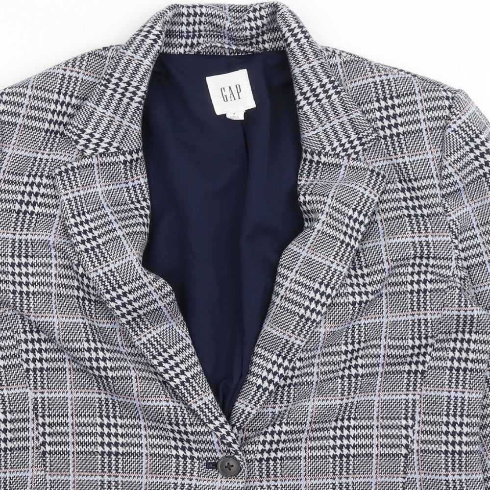 Gap Womens Blue Plaid  Jacket Blazer Size 6