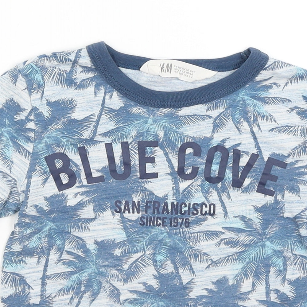H&M Boys Blue   Basic T-Shirt Size 3-4 Years  - Blue Cove