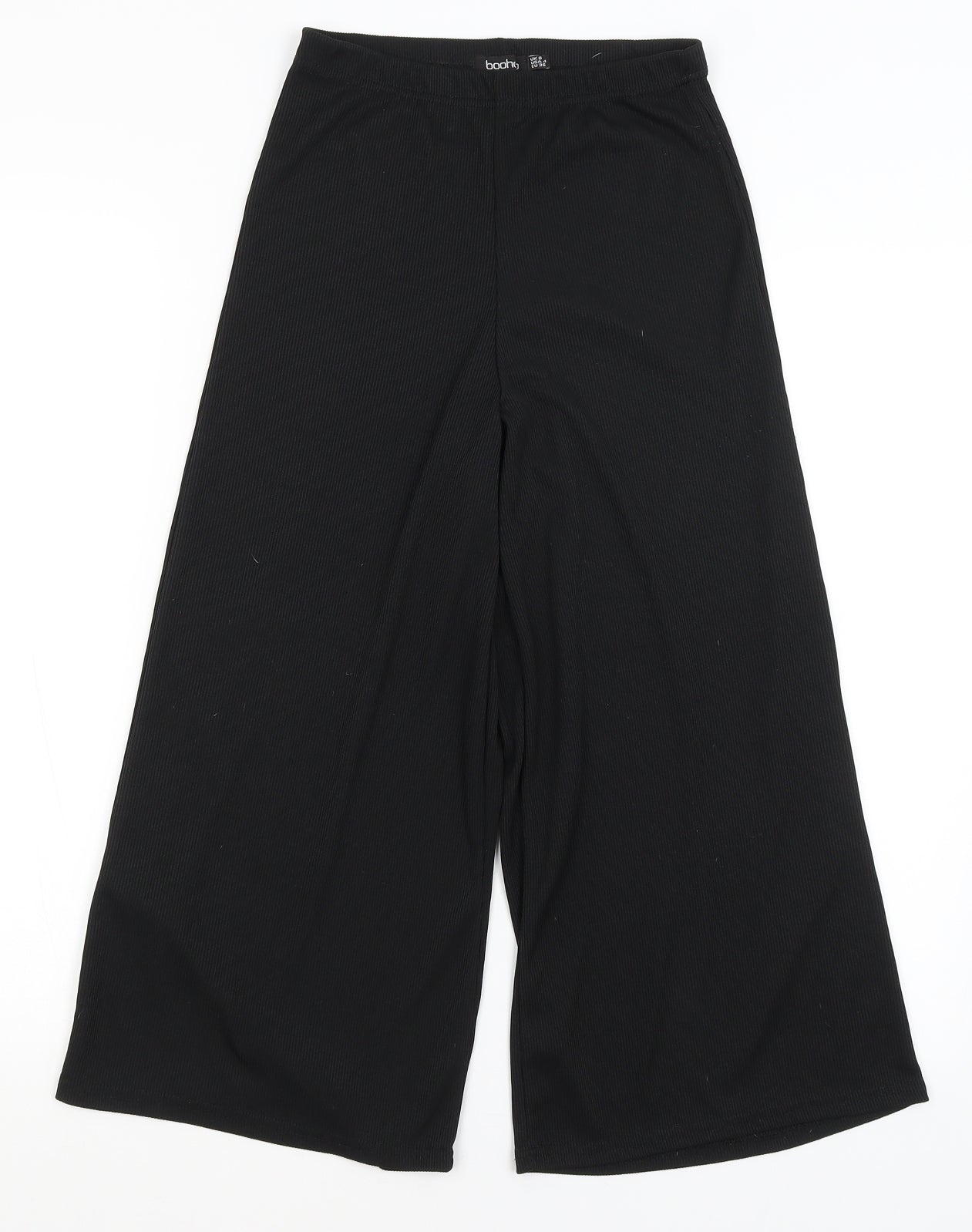 Womens UK Size 8 Boohoo Regular Fit Cropped Black Trousers