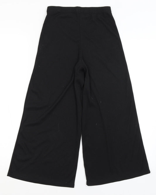 Womens UK Size 8 Boohoo Regular Fit Cropped Black Trousers