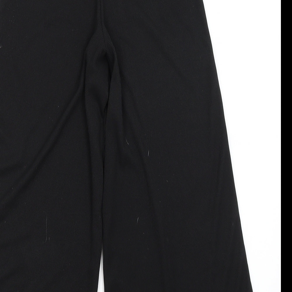 Womens UK Size 8 Boohoo Regular Fit Cropped Black Trousers