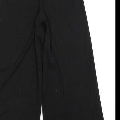 Womens UK Size 8 Boohoo Regular Fit Cropped Black Trousers