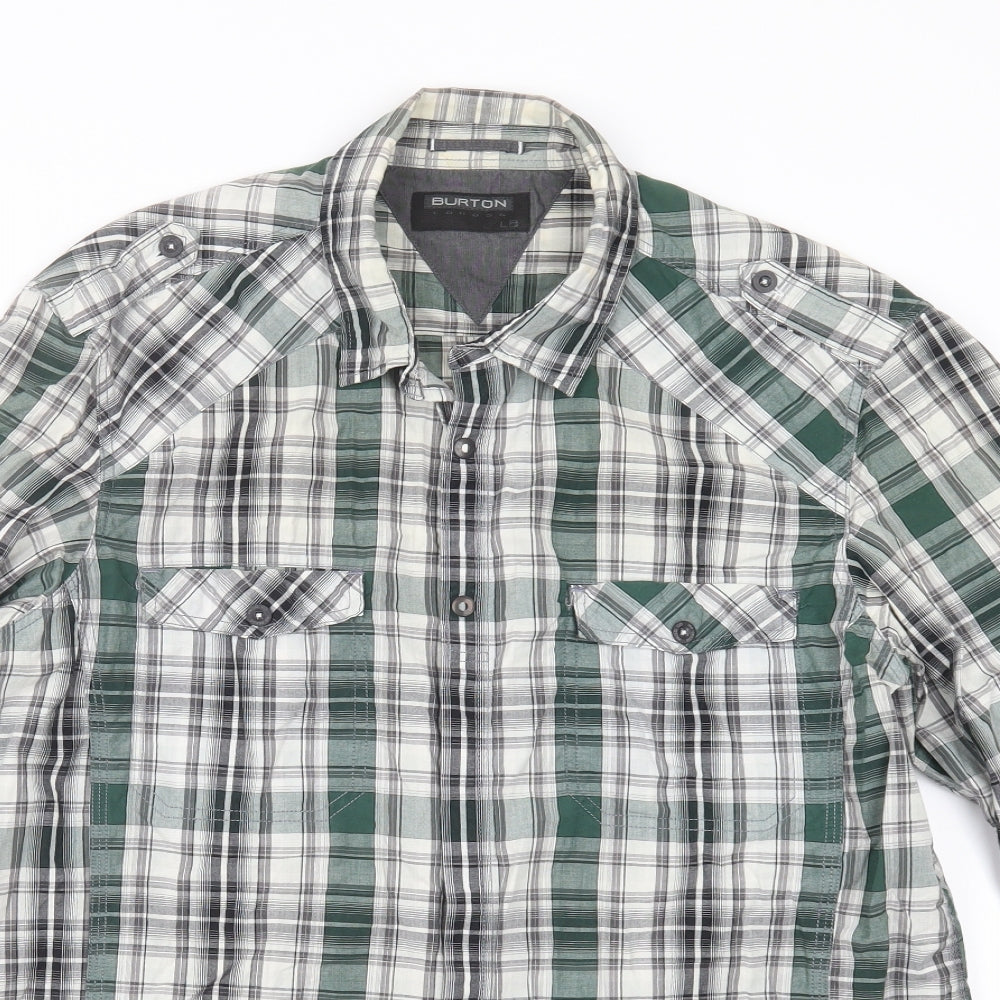 Mens UK Size L Burton Grey  Button-Up Long Sleeve Casual Shirt