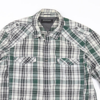 Mens UK Size L Burton Grey  Button-Up Long Sleeve Casual Shirt
