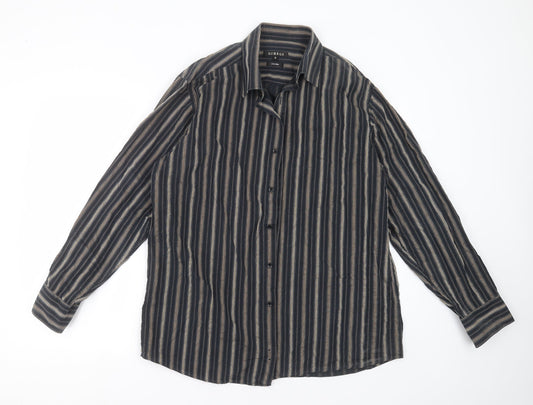 George Mens Black Striped   Button-Up Size 16