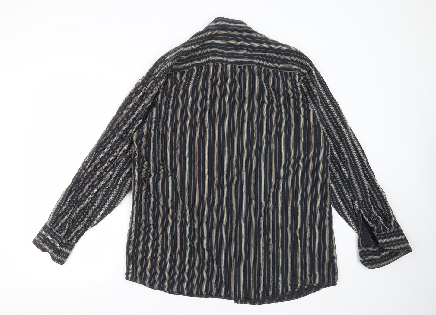 George Mens Black Striped   Button-Up Size 16