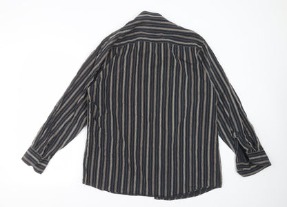 George Mens Black Striped   Button-Up Size 16