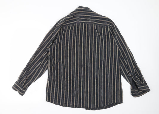 George Mens Black Striped   Button-Up Size 16