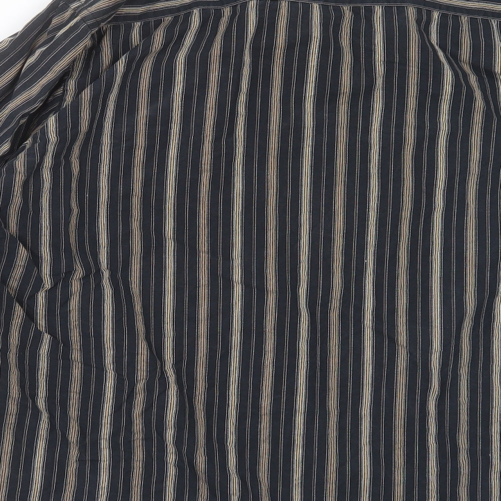 George Mens Black Striped   Button-Up Size 16