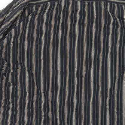 George Mens Black Striped   Button-Up Size 16