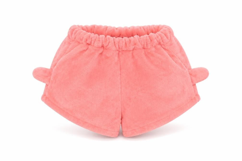Front view of Preworn women’s pink hot pants shorts, size S, - meow