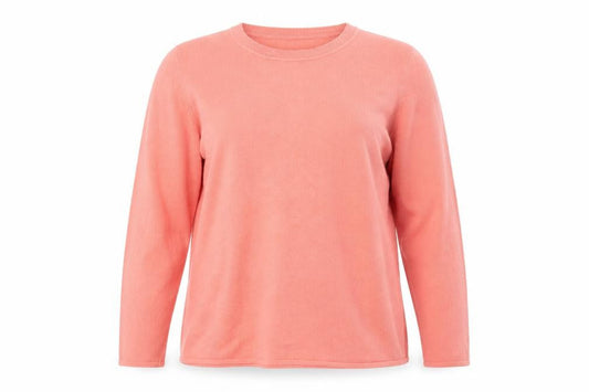Front view of Love Knitwear women’s pink knit jumper, size UK 18