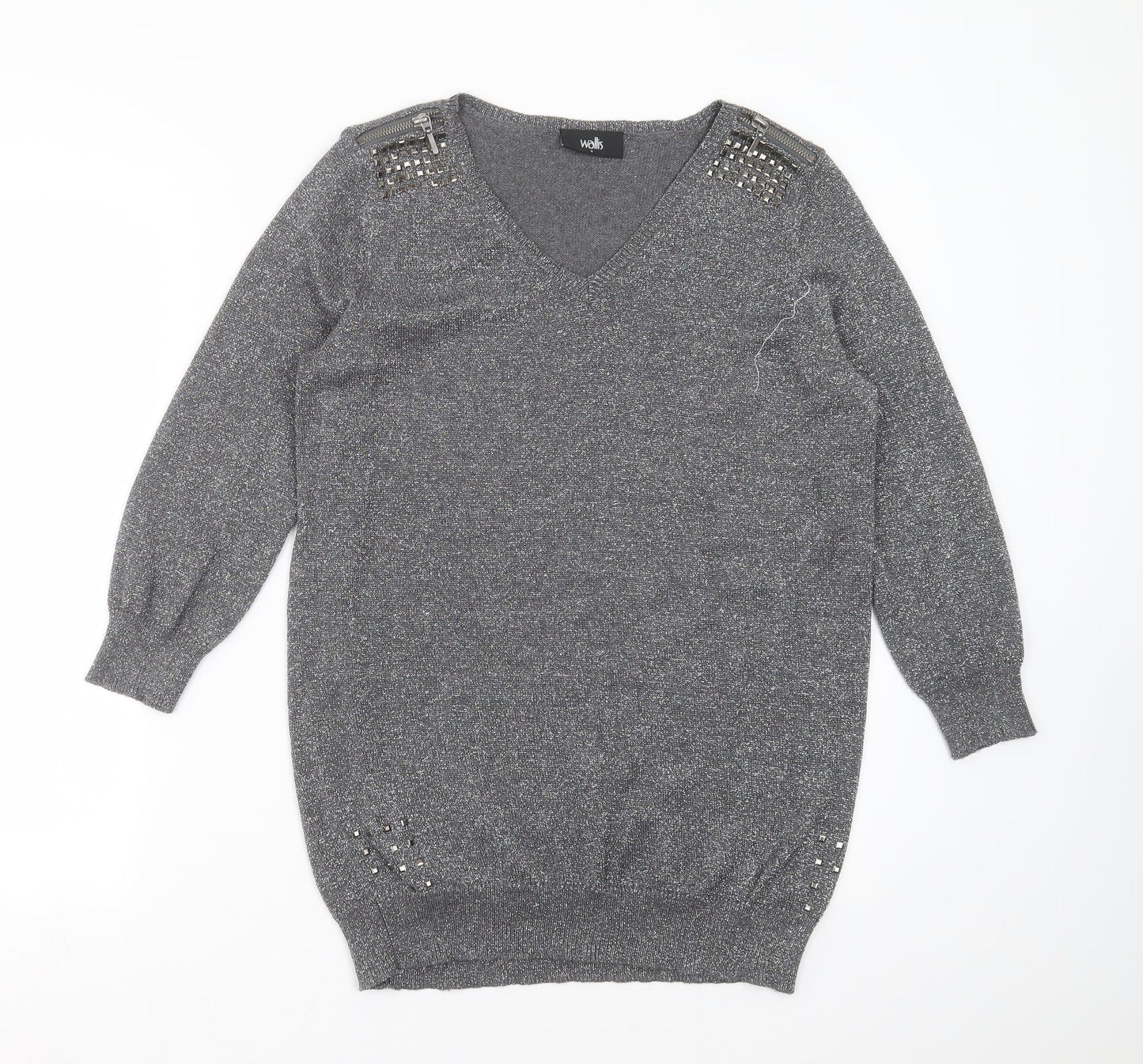 Womens UK Size S Wallis Silver Pullover Jumper
