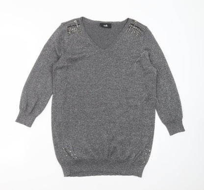 Womens UK Size S Wallis Silver Pullover Jumper