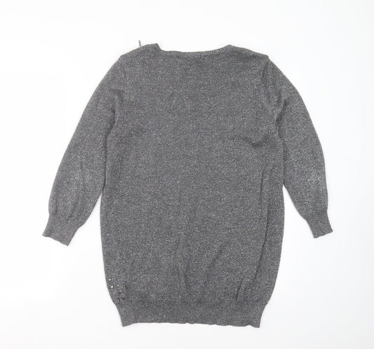 Womens UK Size S Wallis Silver Pullover Jumper