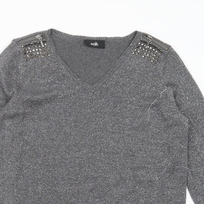 Womens UK Size S Wallis Silver Pullover Jumper