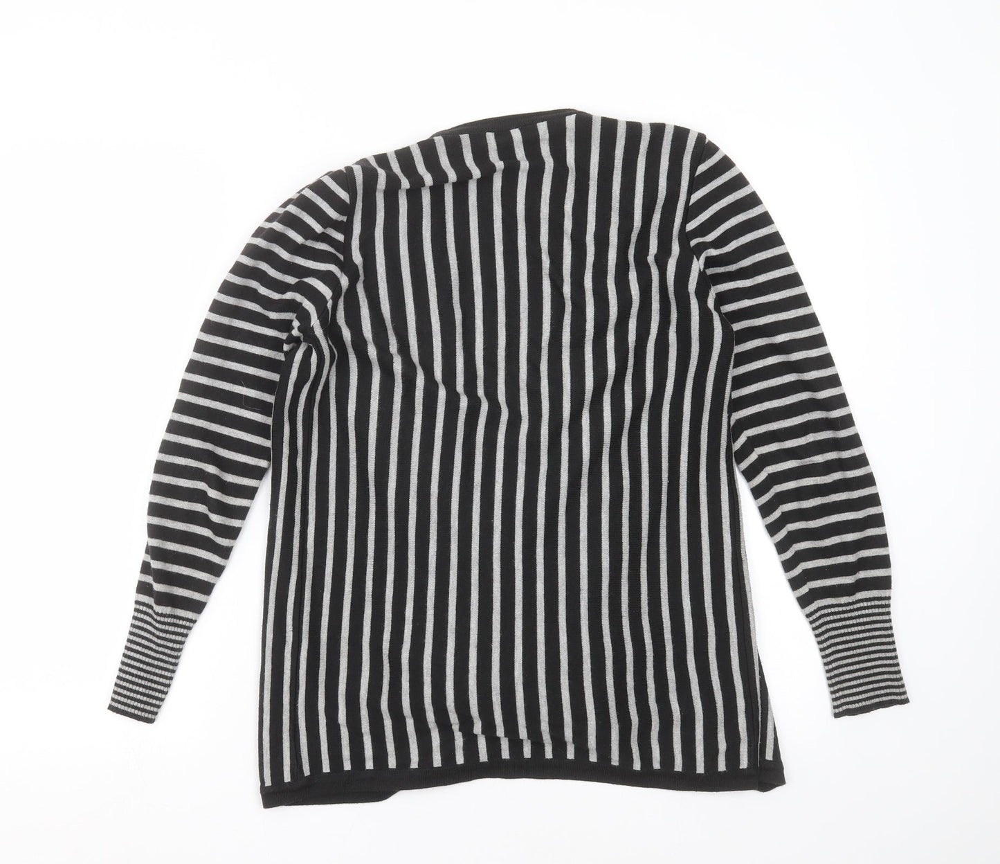 Marks and Spencer Womens Black Striped Knit Cardigan Jumper Size 10