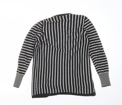Marks and Spencer Womens Black Striped Knit Cardigan Jumper Size 10