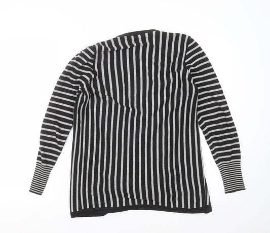 Marks and Spencer Womens Black Striped Knit Cardigan Jumper Size 10