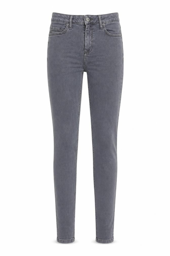 Front view of Topshop women’s grey denim skinny jeans, size UK 26, in, 29-inch leg