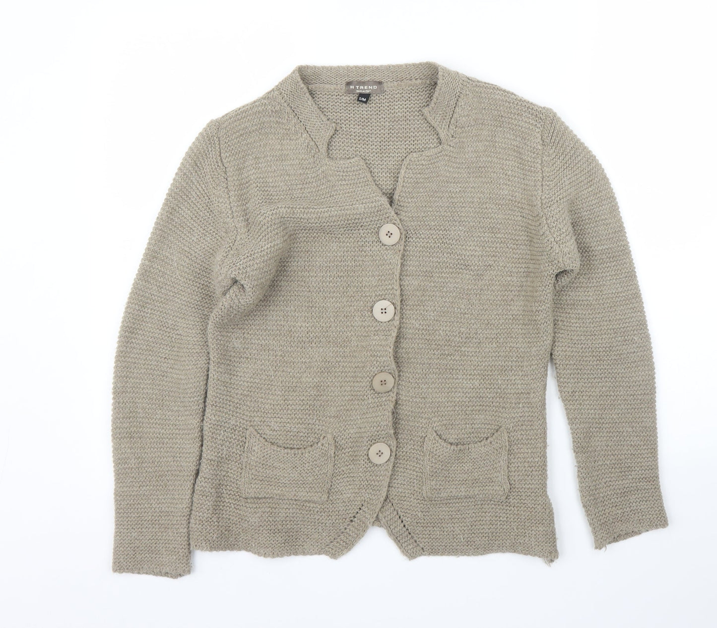 H Trend Womens Beige   Cardigan Jumper Size S