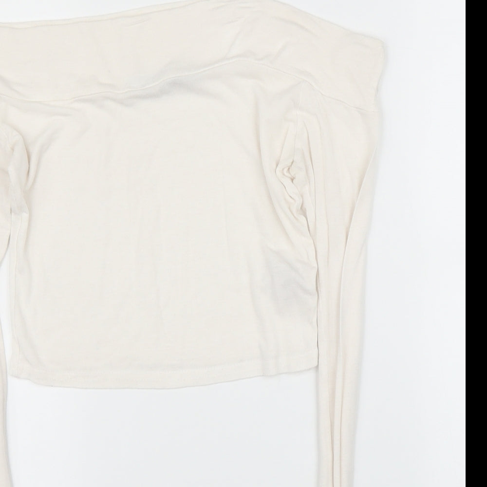 Boohoo Womens White   Cropped Blouse Size 8