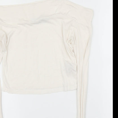 Boohoo Womens White   Cropped Blouse Size 8