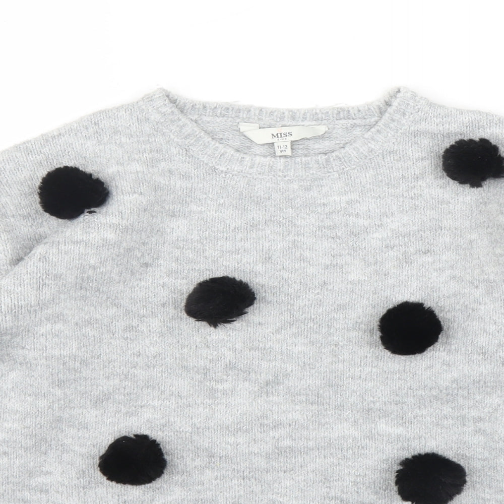 Evie Girls Grey   Pullover Jumper Size 11 Years