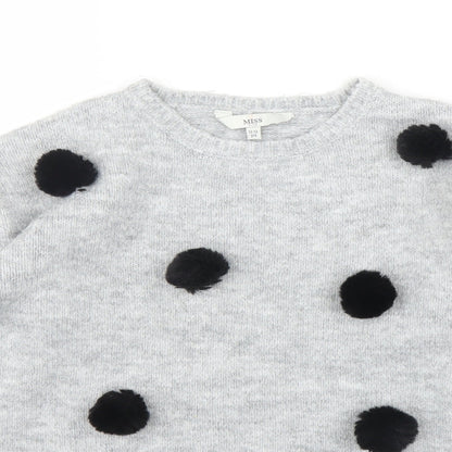 Evie Girls Grey   Pullover Jumper Size 11 Years