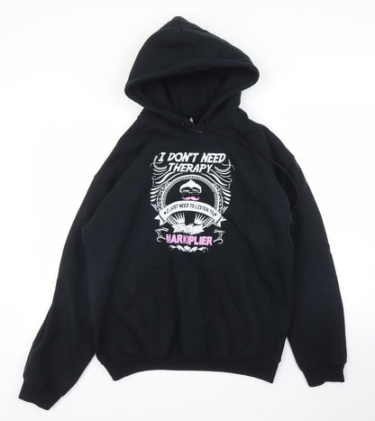Mens UK Size M Gildan Black Pullover Hoodie