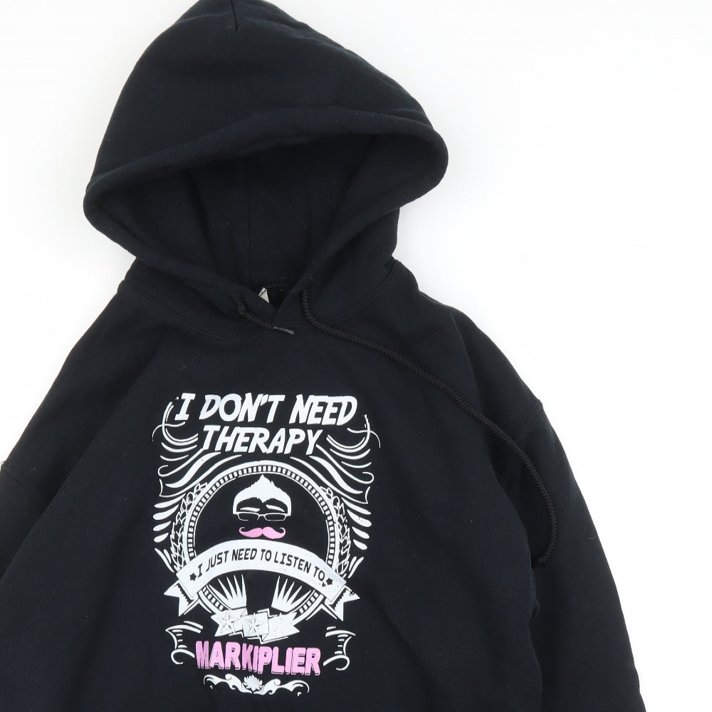 Mens UK Size M Gildan Black Pullover Hoodie