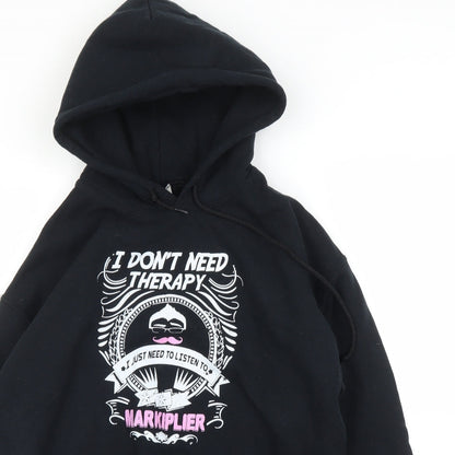 Mens UK Size M Gildan Black Pullover Hoodie
